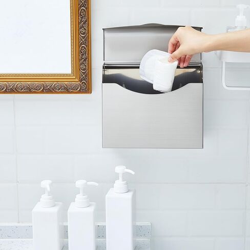 4 Pcs Sanitary Napkin Disposal Receptacle Stainless Steel Sanitary Napkin Receptacle Wall Mounted Tampon Disposal Bin Waste Tampon Holder Feminine Hygiene Disposal Container in Saudi Arabia