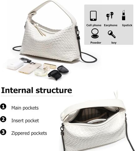 Hobo Bag for Women Vegan Leather Small Tote Crossbody Shoulder Purse Top Handle Handbag Satchel with Metal Chain in Saudi Arabia