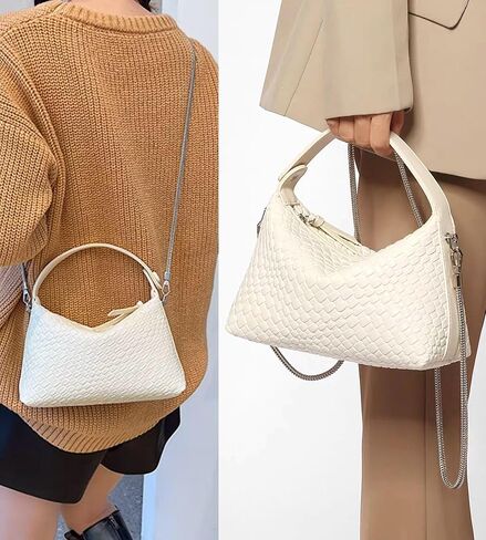 Hobo Bag for Women Vegan Leather Small Tote Crossbody Shoulder Purse Top Handle Handbag Satchel with Metal Chain in Saudi Arabia