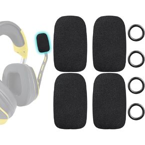 SOULWIT 4 قطع غطاء إسفنجي واقي للميكروفون لسلسلة Corsair Void، HS35/HS55/HS60/HS65/HS70/HS80/Virtuoso Series، غطاء ميكروفون مع إسفنجة عالية الكثافة - أسود in Kuwait