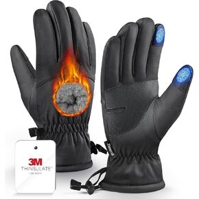 -10℉ Winter Gloves Men Women Made with 3M Insulation & Plush Lining, Windproof & Water-Resisitant Glove for Cold Weather with Touchscreen Fingers, for Running in Saudi Arabia