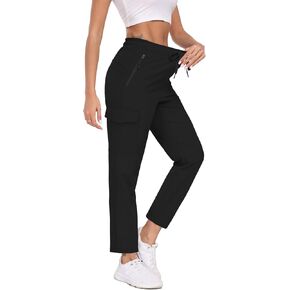Womens Lightweight Cargo Pants Water Resistant Quick Dry UPF 50+ Elastic Waist Hiking Work Travel Zipper Pockets in Saudi Arabia