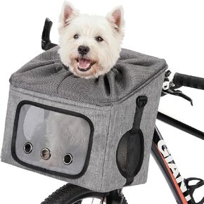Ownpets Dog Bike Basket Foldable Pet Carrier, Dog Car Booster Seat with Mesh Windows, Adjustable Shoulder Bag Portable Breathable Bicycle Basket Bag for Dogs and Cats in Saudi Arabia