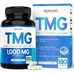 TMG Trimethylglycine Supplement 1,000mg Per Serving (3 Month Supply) - TMG Supplements for Homocysteine Control - as Betaine Anhydrous - Vegan, Third Party Tested & Non GMO - USA Made - (180 Capsules) in Kuwait