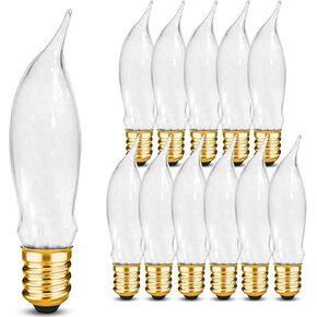 OHLECTRIC CA5 Candelabra Bulbs (12-Pack | Clear) 7.5 Watt Flame Tip Shape Bulbs, E12 Candelabra Base, Dimmable, Decorative Candle Light Bulbs for Chandeliers, 60 Lumens, Warm White 2700K in Saudi Arabia