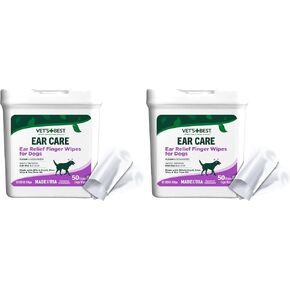 Vet's Best Ear Relief Finger Wipes | Ear Cleansing Finger Wipes for Dogs | Sooths & Deodorizes | 50 Disposable Wipes in Saudi Arabia