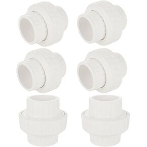 6 قطع 1-1/2 بوصة PVC Union 49 مم PVC Union Coupling Pipe Fitting محول جدول 40 PVCs Slip Unions، EPDM O-Ring، مقبس إلى مقبس، أبيض in Kuwait