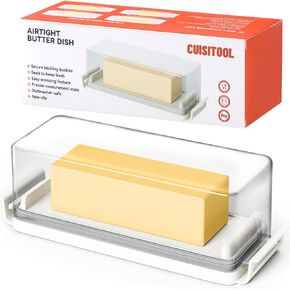 Airtight Butter Dish with Lid for Countertop and Refrigerator Door Shelf, Butter Keeper with Safety Lock, Butter Holder for East/West Coast Butter, One Press to Close, BPA Free, Dishwasher Safe in Saudi Arabia