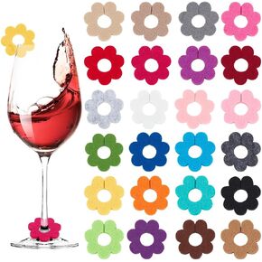 BENECREAT Felt Wine Glass Charms, Wine Identification Markers Drink Markers Tags for Cocktail Champagne Party Favors Decoration in Saudi Arabia