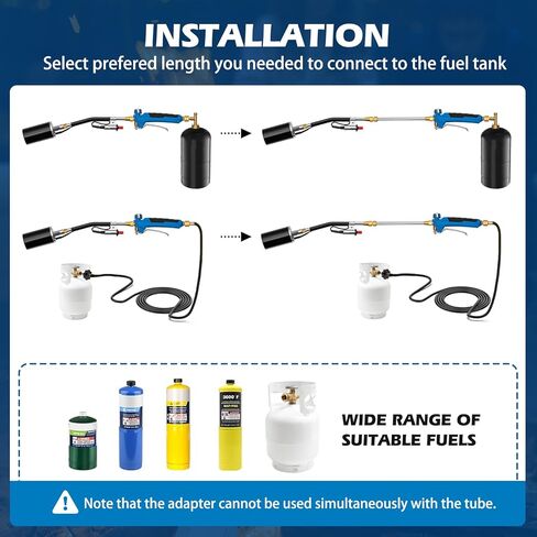 Propane Torch Weed Burner Kit, 1,200,000 BTU Long/Short Mode,10FT Hose Heavy Duty Blow Torch Flamethrower with Self Igniter and Turbo Trigger for Weeding,BBQ,Roofing,Melting Ice in Kuwait
