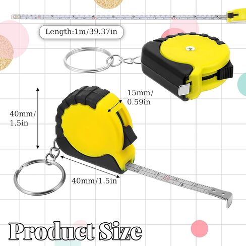 4 Pcs Mini Measuring Tape, 3.3FT Tape Measure Keychain Retractable Pocket Measurement Tapes with Stable Slide Lock Metric Inch Easy Read for Birthday Party Favors Daily Use in Kuwait