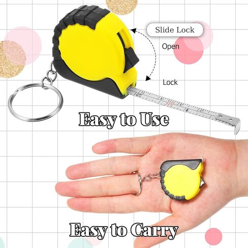4 Pcs Mini Measuring Tape, 3.3FT Tape Measure Keychain Retractable Pocket Measurement Tapes with Stable Slide Lock Metric Inch Easy Read for Birthday Party Favors Daily Use in Kuwait