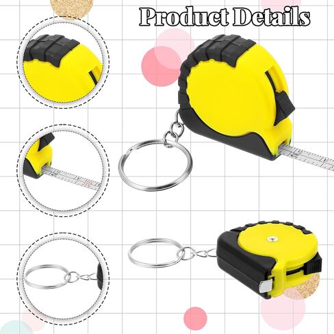 4 Pcs Mini Measuring Tape, 3.3FT Tape Measure Keychain Retractable Pocket Measurement Tapes with Stable Slide Lock Metric Inch Easy Read for Birthday Party Favors Daily Use in Kuwait
