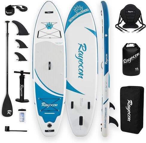 Inflatable Stand Up Paddle Board 11'×34" Extra Wide SUP, Ultra-Stable for Adults & Dog, 450lbs, Dual Chamber Pump, Fiberglass Paddle, Military Grade Dual Layer in Saudi Arabia