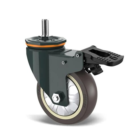 1 Piece 5 inch M10/M12/M14/M16/M20 Screw Universal Wheel with Brake Rubber Shaft Caster Pulley Silent Machine Single Load 150KG(M16- with Brakes) in Kuwait
