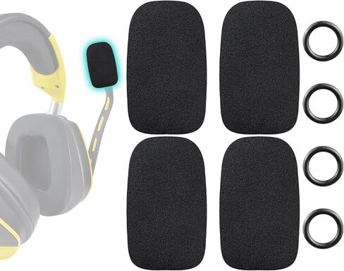 SOULWIT 4Pcs Protective Microphone Foam Cover Pop Filter for Corsair Void Series, HS35/HS55/HS60/HS65/HS70/HS80/Virtuoso Series Headphones, Mic Cover WindScreen with High-Density Foam - Black in Saudi Arabia