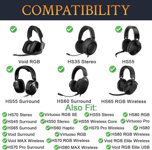 SOULWIT 4Pcs Protective Microphone Foam Cover Pop Filter for Corsair Void Series, HS35/HS55/HS60/HS65/HS70/HS80/Virtuoso Series Headphones, Mic Cover WindScreen with High-Density Foam - Black in Saudi Arabia