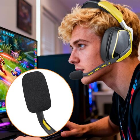 SOULWIT 4Pcs Protective Microphone Foam Cover Pop Filter for Corsair Void Series, HS35/HS55/HS60/HS65/HS70/HS80/Virtuoso Series Headphones, Mic Cover WindScreen with High-Density Foam - Black in Saudi Arabia