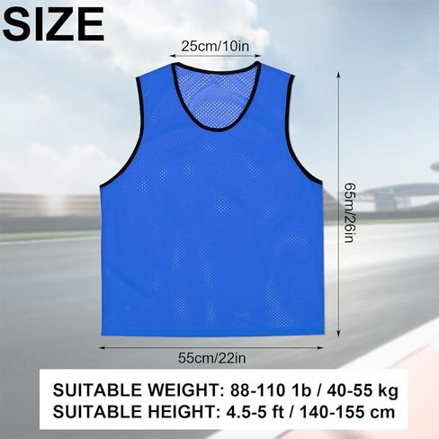 24 Pack Scrimmage Practice Jerseys, Nylon Mesh Jersey Team Practice Pinnies Soccer Vests Breathable Sports Jerseys for Football Volleyball Soccer Basketball (Blue, Red) in Kuwait