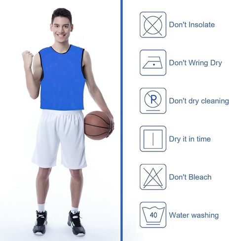 24 Pack Scrimmage Practice Jerseys, Nylon Mesh Jersey Team Practice Pinnies Soccer Vests Breathable Sports Jerseys for Football Volleyball Soccer Basketball (Blue, Red) in Kuwait