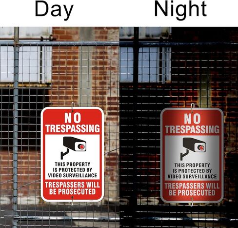 Large (2 Pack) 18X12 Inch No Trespassing Video Surveillance Sign, Aluminum, Engineering Grade Reflective, Metal, Weatherproof Up to 7 Years Outdoor in Kuwait