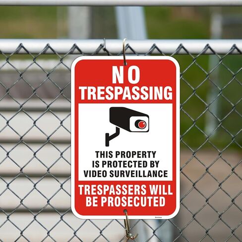 Large (2 Pack) 18X12 Inch No Trespassing Video Surveillance Sign, Aluminum, Engineering Grade Reflective, Metal, Weatherproof Up to 7 Years Outdoor in Kuwait