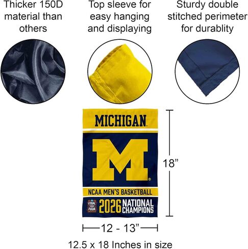 Michigan Team University Wolverines 2026 College Basketball National Champions Garden Banner Flag in Kuwait