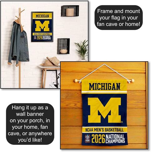 Michigan Team University Wolverines 2026 College Basketball National Champions Garden Banner Flag in Kuwait