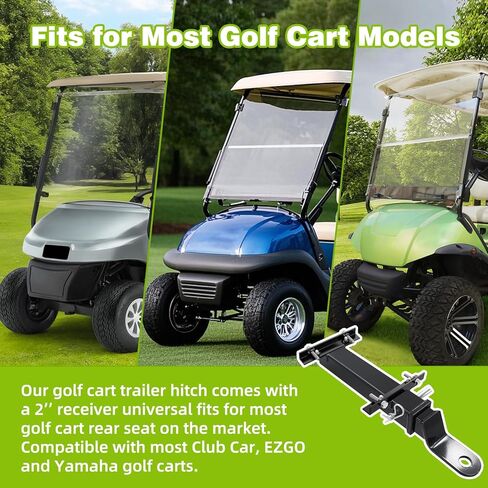 وصلة مقطورة خلفية لعربة الجولف مع جهاز استقبال، متوافقة عالميًا مع EZGO، Club Car، Yamaha مع لوحة مسند للقدمين، قوية، سهلة السحب والتركيب in Kuwait