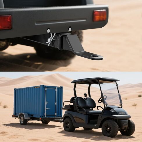 وصلة مقطورة خلفية لعربة الجولف مع جهاز استقبال، متوافقة عالميًا مع EZGO، Club Car، Yamaha مع لوحة مسند للقدمين، قوية، سهلة السحب والتركيب in Kuwait