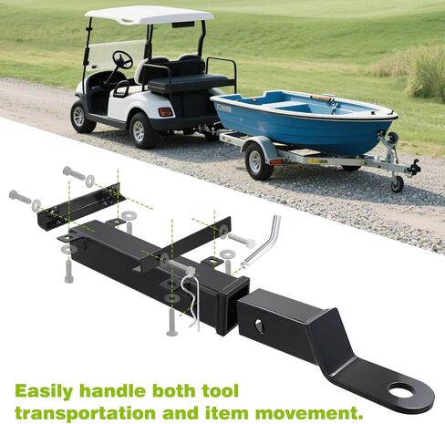 وصلة مقطورة خلفية لعربة الجولف مع جهاز استقبال، متوافقة عالميًا مع EZGO، Club Car، Yamaha مع لوحة مسند للقدمين، قوية، سهلة السحب والتركيب in Kuwait