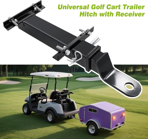 وصلة مقطورة خلفية لعربة الجولف مع جهاز استقبال، متوافقة عالميًا مع EZGO، Club Car، Yamaha مع لوحة مسند للقدمين، قوية، سهلة السحب والتركيب in Kuwait
