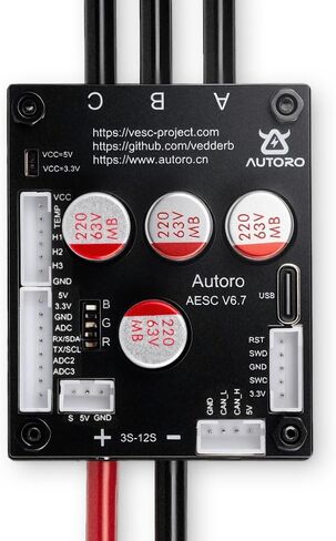 وحدة تحكم المحرك Autoro AESC V6.7 BLDC 12S 8S 50 Amp Mini ESC بناءً على وحدة التحكم الإلكترونية في السرعة VESC 6 FOC مع حوض حرارة من الألومنيوم للوحة التزلج الكهربائية DIY/السكوتر/الدراجة الإلكترونية/اللوحة الطويلة/الروبوتات in Kuwait