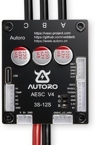وحدة تحكم المحرك Autoro AESC V6.7 BLDC 12S 8S 50 Amp Mini ESC بناءً على وحدة التحكم الإلكترونية في السرعة VESC 6 FOC مع حوض حرارة من الألومنيوم للوحة التزلج الكهربائية DIY/السكوتر/الدراجة الإلكترونية/اللوحة الطويلة/الروبوتات in Kuwait