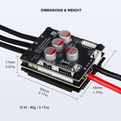 وحدة تحكم المحرك Autoro AESC V6.7 BLDC 12S 8S 50 Amp Mini ESC بناءً على وحدة التحكم الإلكترونية في السرعة VESC 6 FOC مع حوض حرارة من الألومنيوم للوحة التزلج الكهربائية DIY/السكوتر/الدراجة الإلكترونية/اللوحة الطويلة/الروبوتات in Kuwait