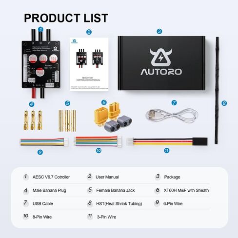 وحدة تحكم المحرك Autoro AESC V6.7 BLDC 12S 8S 50 Amp Mini ESC بناءً على وحدة التحكم الإلكترونية في السرعة VESC 6 FOC مع حوض حرارة من الألومنيوم للوحة التزلج الكهربائية DIY/السكوتر/الدراجة الإلكترونية/اللوحة الطويلة/الروبوتات in Kuwait