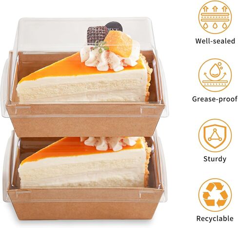 50 Pcs Small Charcuterie Boxes with Clear Lids and Forks - To Go Paper Rectangle Charcuterie Box, 5-in Disposable Food Containers,Dessert Boxes for Cookie, Cake Slice Strawberries (White) in Saudi Arabia