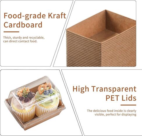 50 Pcs Small Charcuterie Boxes with Clear Lids and Forks - To Go Paper Rectangle Charcuterie Box, 5-in Disposable Food Containers,Dessert Boxes for Cookie, Cake Slice Strawberries (White) in Saudi Arabia