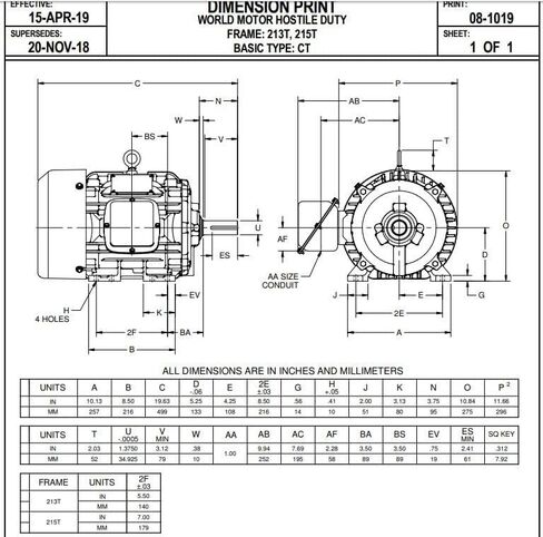 10 hp 3600 RPM 215T Frame 208-230/460V TEFC Nidec Electric Motor # HD10P1E in Kuwait