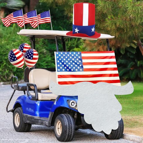 Leyndo 250th Anniversary 4th of July Parade Golf Cart Decoration Kit Independence Day Hat and Cute Beard Patriotic Parade Golf Car Kit for Memorial Independence Day Car Decor in Kuwait