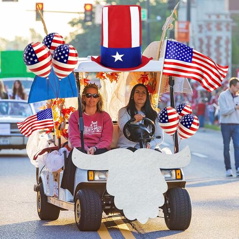 Leyndo 250th Anniversary 4th of July Parade Golf Cart Decoration Kit Independence Day Hat and Cute Beard Patriotic Parade Golf Car Kit for Memorial Independence Day Car Decor in Kuwait