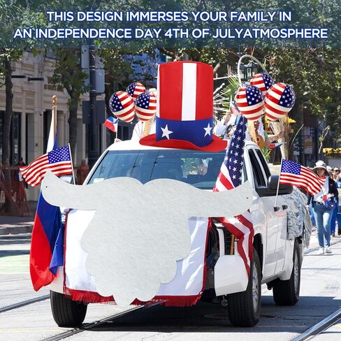 Leyndo 250th Anniversary 4th of July Parade Golf Cart Decoration Kit Independence Day Hat and Cute Beard Patriotic Parade Golf Car Kit for Memorial Independence Day Car Decor in Kuwait