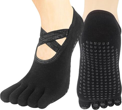 1/2 Pairs Yoga Socks for Women Non Slip Grips Grippy Socks Woman Pilates Barre Gripper Socks Size 6-9.5 in Saudi Arabia