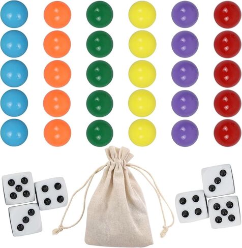 30 Wahoo Board Game Replacement Marbles 5 Each of 6 Colors, 6 Dice and a Play Bag for Aggravation Wahoo Board Game in Kuwait
