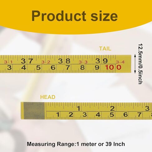 2Pcs Steel Measure Tape Steel Self-Adhesive Measuring Tape Ruler Tape Imperial & Metric Tape Measure Sticker Ruler Left to Right Reading Tape Measure Sticker for Woodworking, Drafting Table 39inches in Kuwait