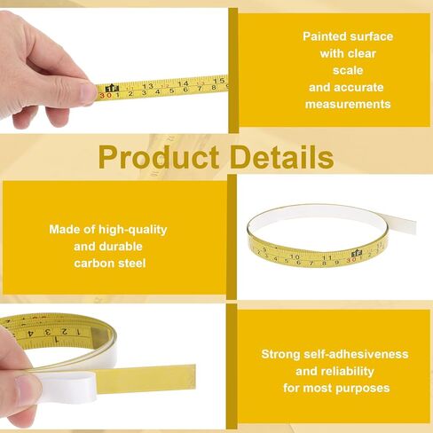 2Pcs Steel Measure Tape Steel Self-Adhesive Measuring Tape Ruler Tape Imperial & Metric Tape Measure Sticker Ruler Left to Right Reading Tape Measure Sticker for Woodworking, Drafting Table 39inches in Kuwait