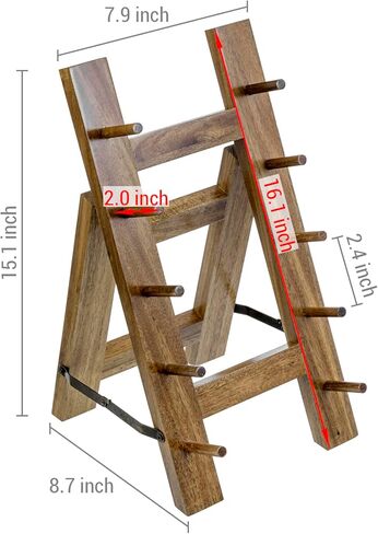 MyGift 5 Tier Premium Acacia Solid Wood حامل سكاكين المطبخ العالمي، حامل عرض أدوات مائدة قابل للطي على شكل حرف A، رف تجفيف تخزين سكاكين الشيف in Kuwait