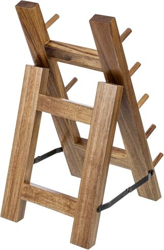MyGift 5 Tier Premium Acacia Solid Wood حامل سكاكين المطبخ العالمي، حامل عرض أدوات مائدة قابل للطي على شكل حرف A، رف تجفيف تخزين سكاكين الشيف in Kuwait