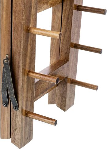 MyGift 5 Tier Premium Acacia Solid Wood حامل سكاكين المطبخ العالمي، حامل عرض أدوات مائدة قابل للطي على شكل حرف A، رف تجفيف تخزين سكاكين الشيف in Kuwait