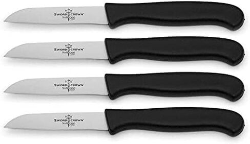 مجموعة سكاكين التقشير Sword & Crown Professional (صنع في ألمانيا، سولينجن) مكونة من 4 سكاكين سهلة الإمساك، حادة للغاية، خالية من الصدأ والتآكل، آمنة للاستخدام في غسالة الأطباق مقاس 3 بوصات/سكاكين خضروات (4 قطع) in Kuwait